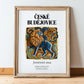 České Budějovice, Czech Republic – World Travel Art, in wooden frame leaning on the floor