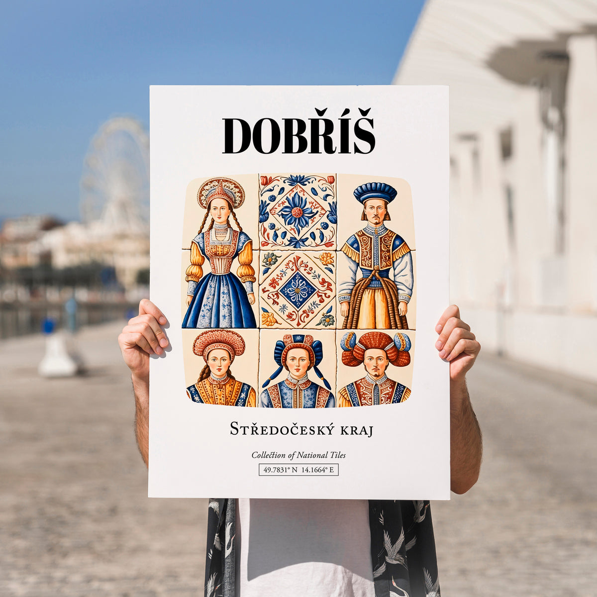 Dobříš, Czech Republic – Travel Print, no-text version framed in wood