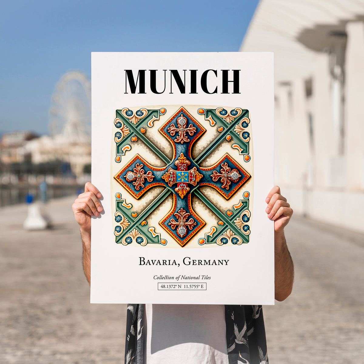 Munich, Germany – Travel Print, no-text version framed in wood