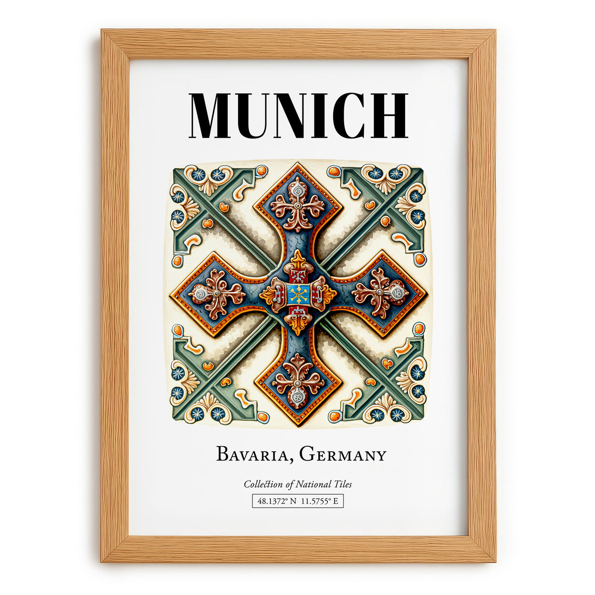 Munich, Germany – Travel Print, set in oak frame