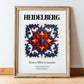 Heidelberg, Germany – Travel Poster, in wooden frame leaning on the floor