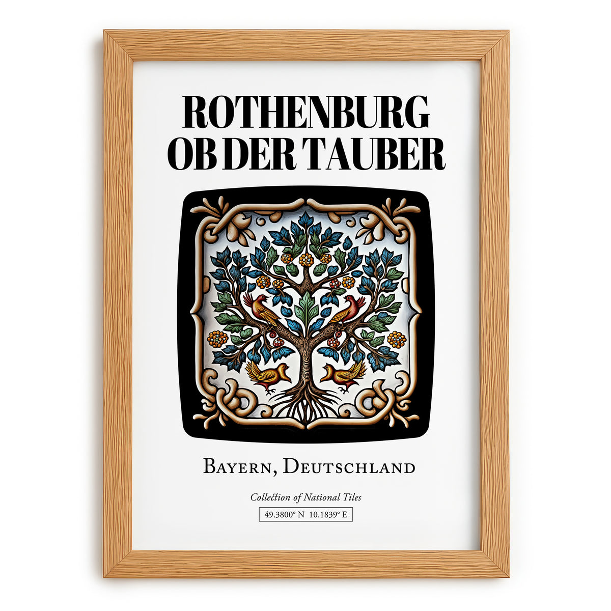 Rothenburg Ob Der Tauber, Germany – Historic Cities Art Print, set in oak frame