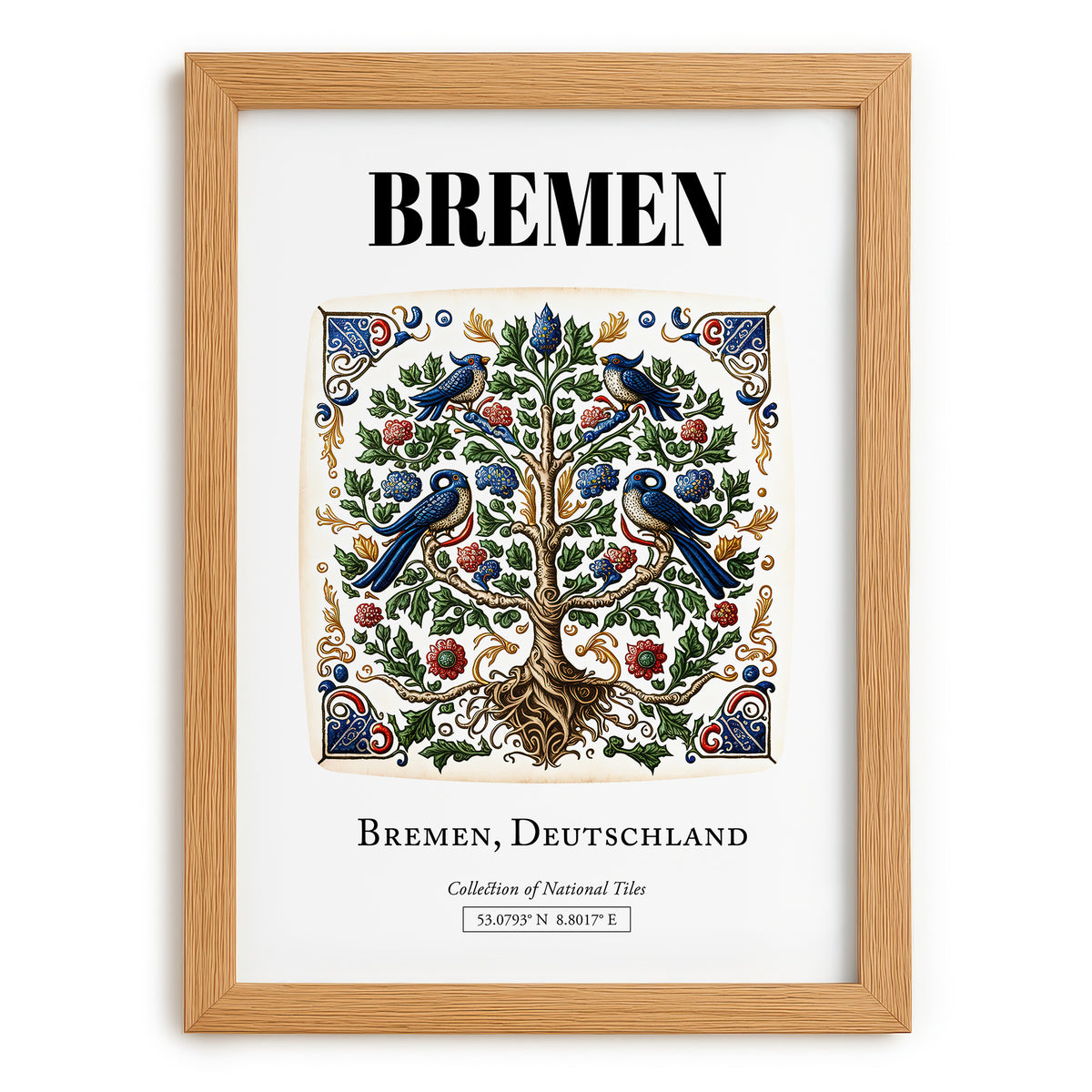 Bremen, Germany – Wanderlust-Inspired Poster, set in oak frame