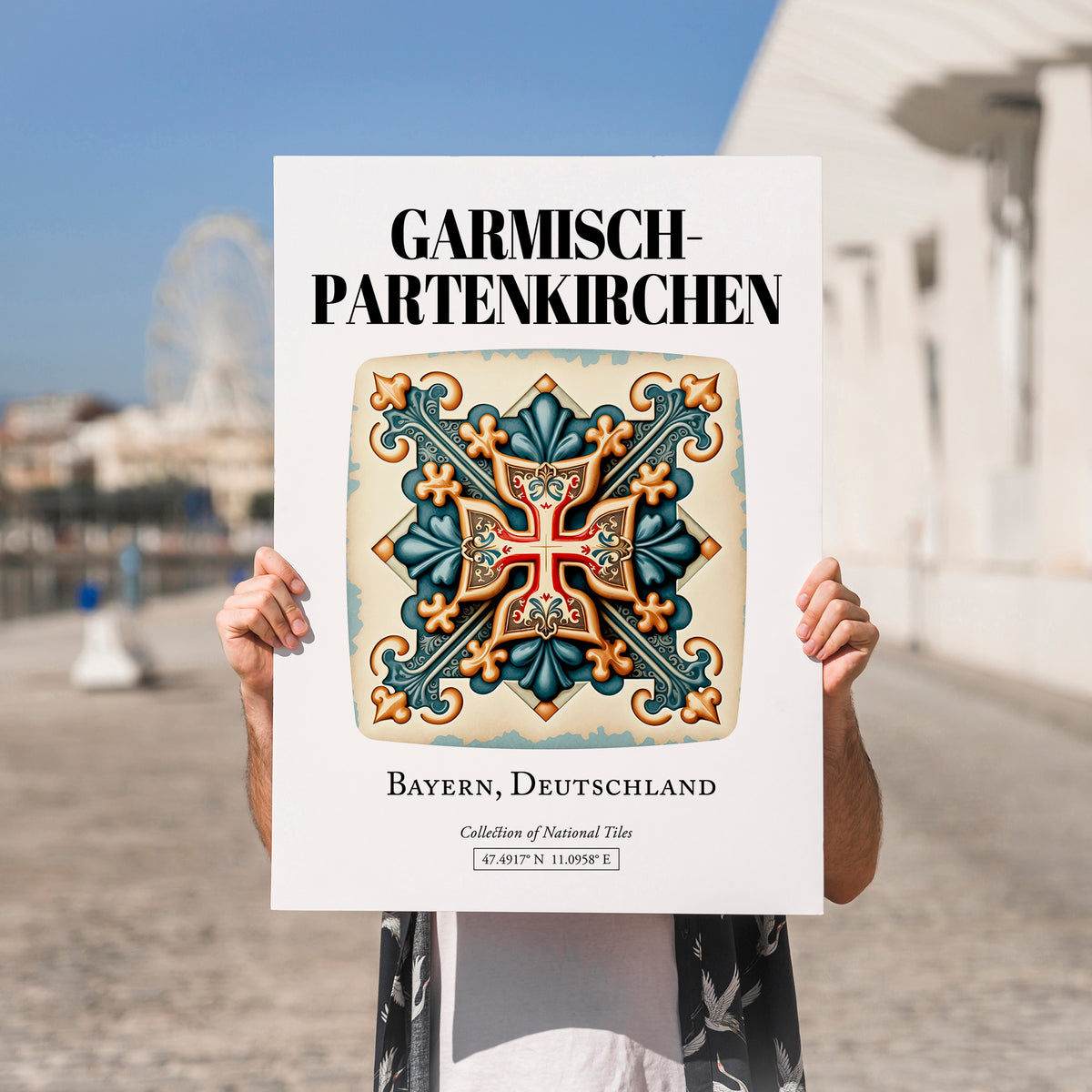 Garmisch-partenkirchen, Germany – Cityscape Wall Art, no-text version framed in wood