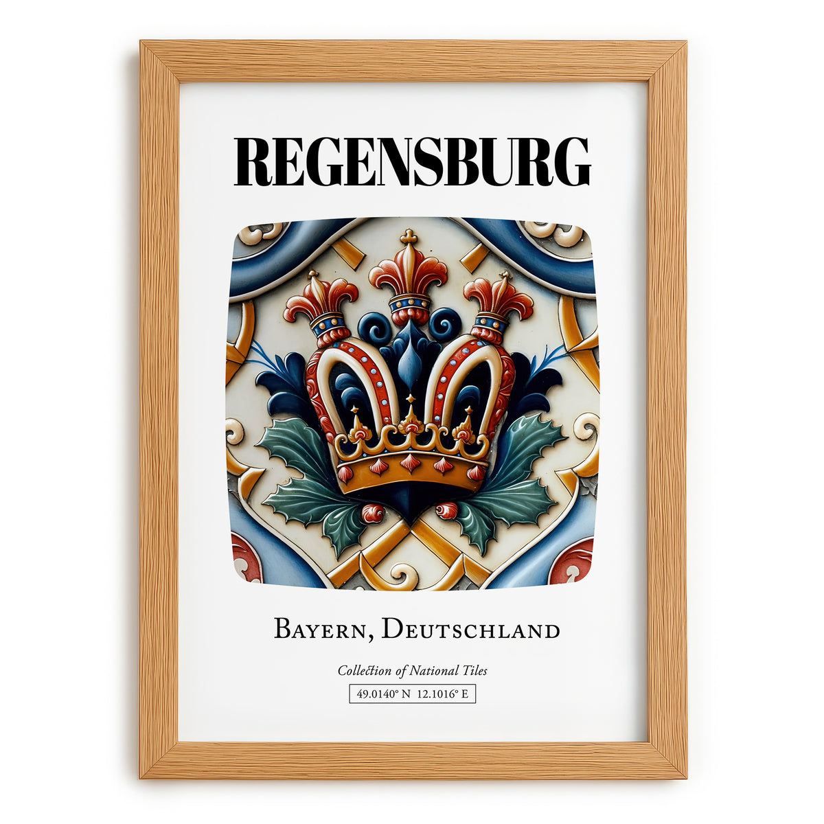 Regensburg, Germany – Travel Wall Art, set in oak frame