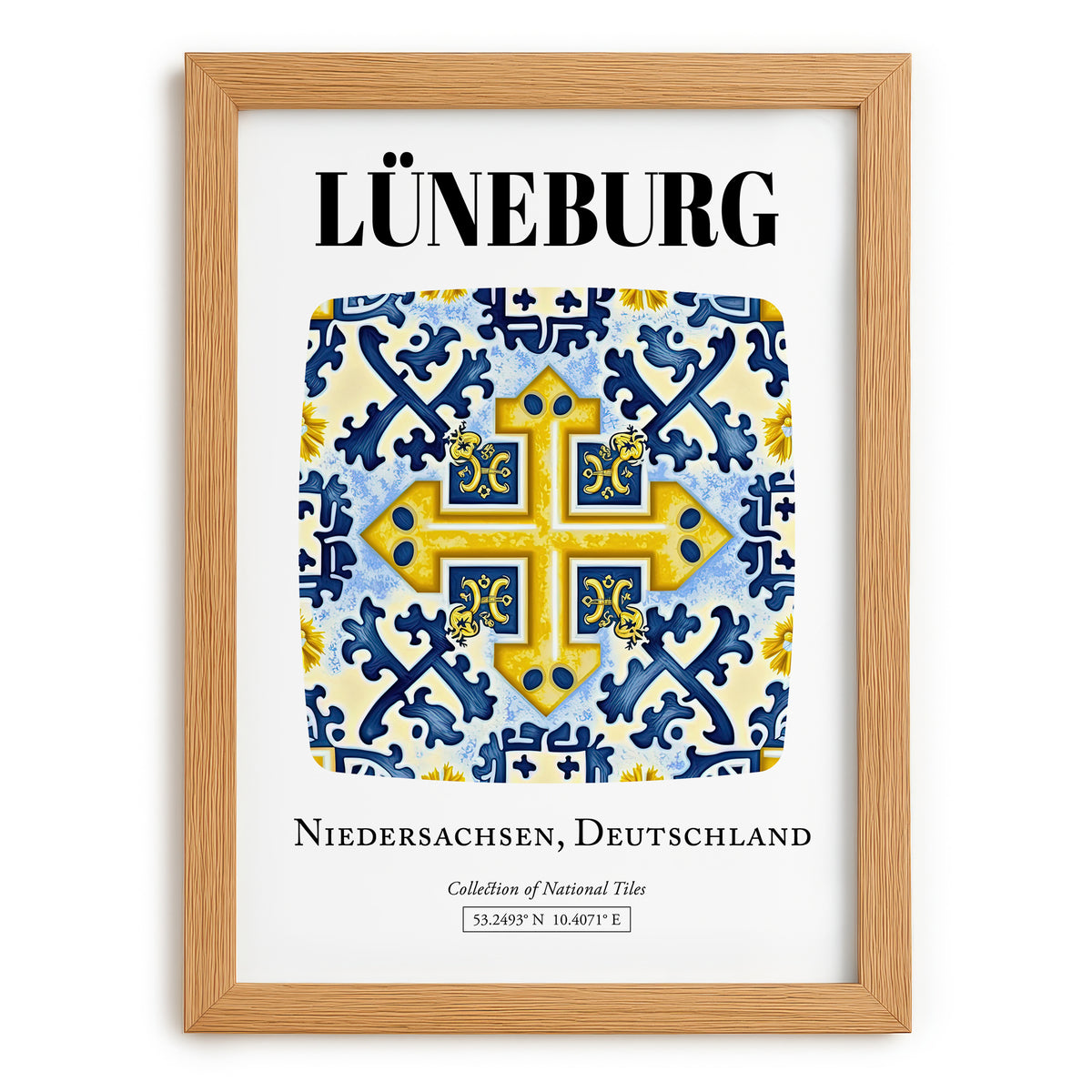 Lüneburg, Germany – Travel Poster, set in oak frame