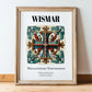 Wismar, Germany – Travel Poster, in wooden frame leaning on the floor