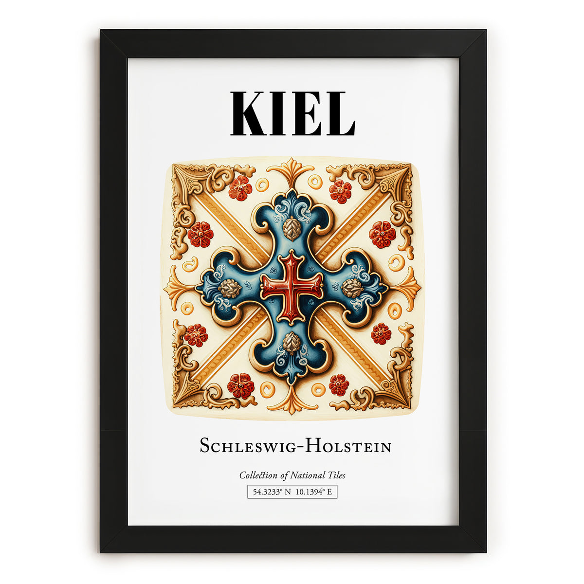 Kiel, Germany – Travel Print, in sleek black frame