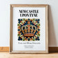 Newcastle Upon Tyne, England – Travel Print, in wooden frame leaning on the floor
