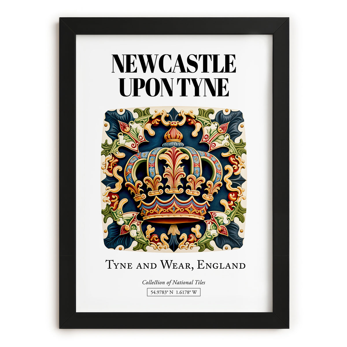 Newcastle Upon Tyne, England – Travel Print, in sleek black frame