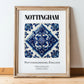 Nottingham, England – Travel Print, in wooden frame leaning on the floor