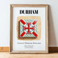 Durham, England – Travel Poster, in wooden frame leaning on the floor