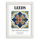 Leeds, England – Vintage Travel Poster, placed in minimal white frame