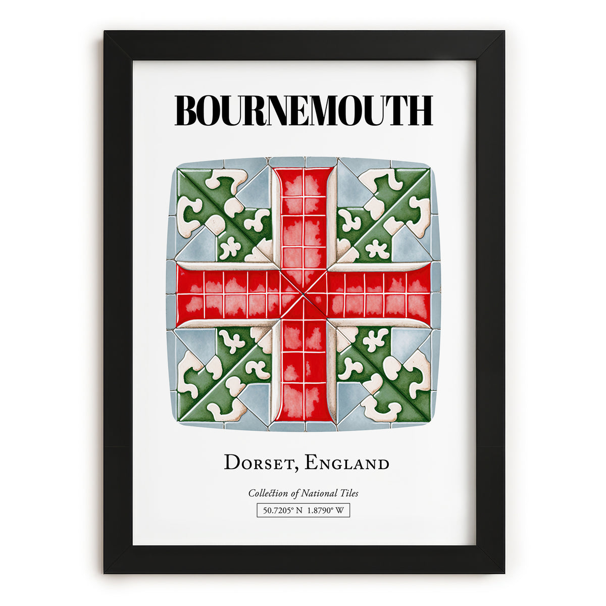 Bournemouth, England – Cityscape Wall Art, in sleek black frame