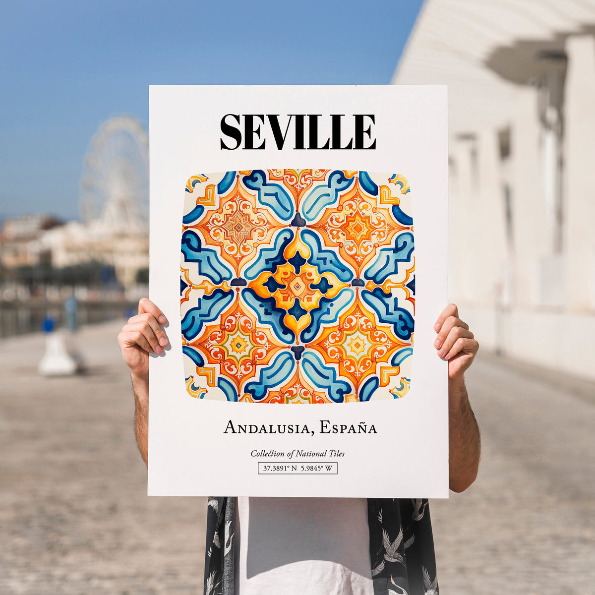 Seville, Spain – Travel Poster, no-text version framed in wood