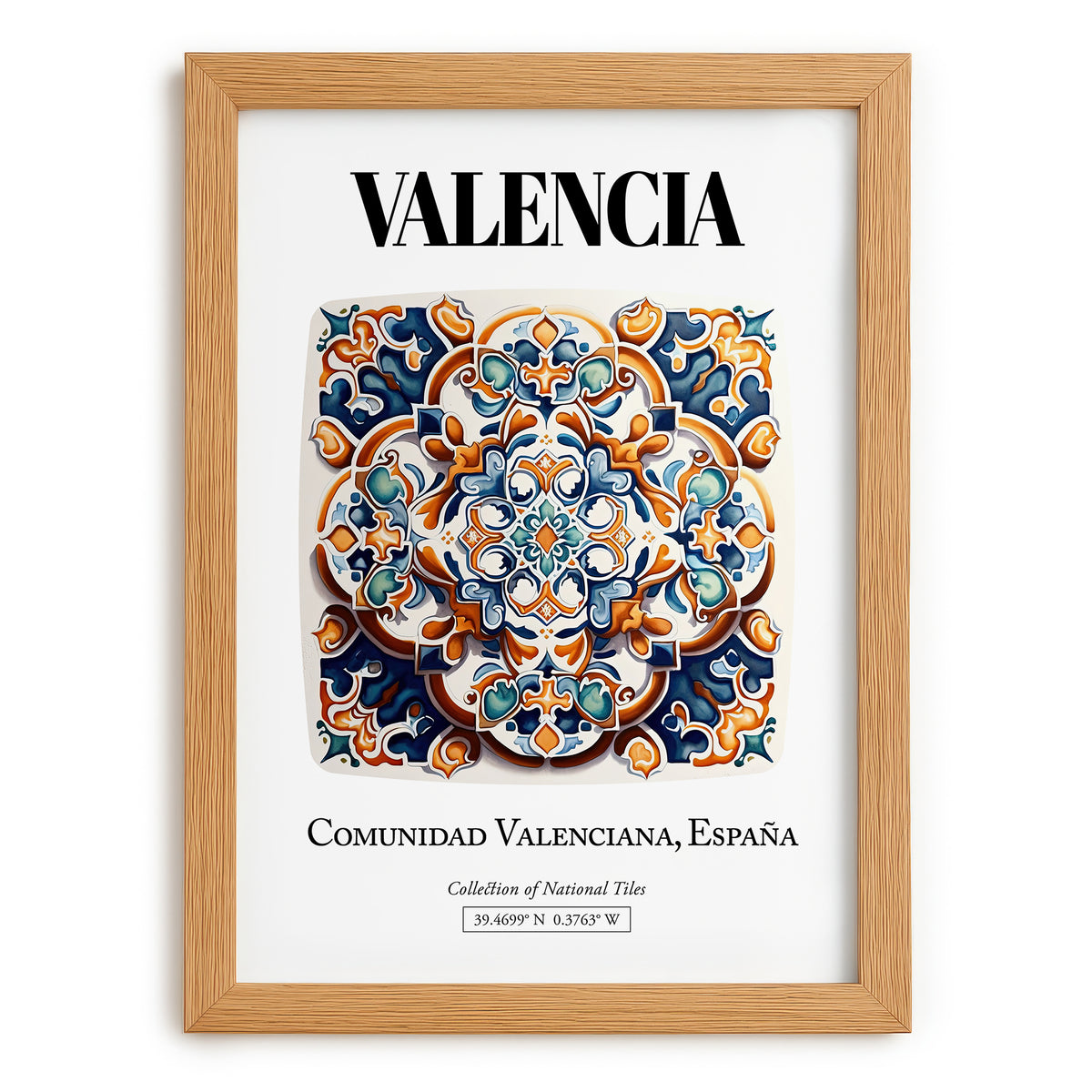 Valencia, Spain – Cityscape Wall Art, set in oak frame