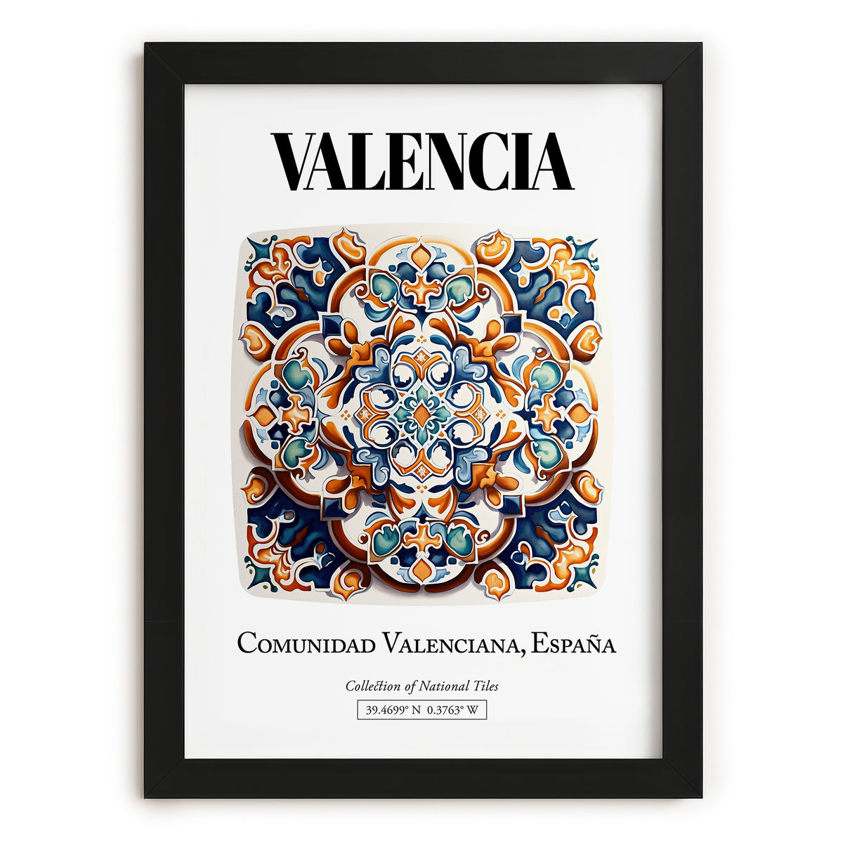 Valencia, Spain – Cityscape Wall Art, in sleek black frame