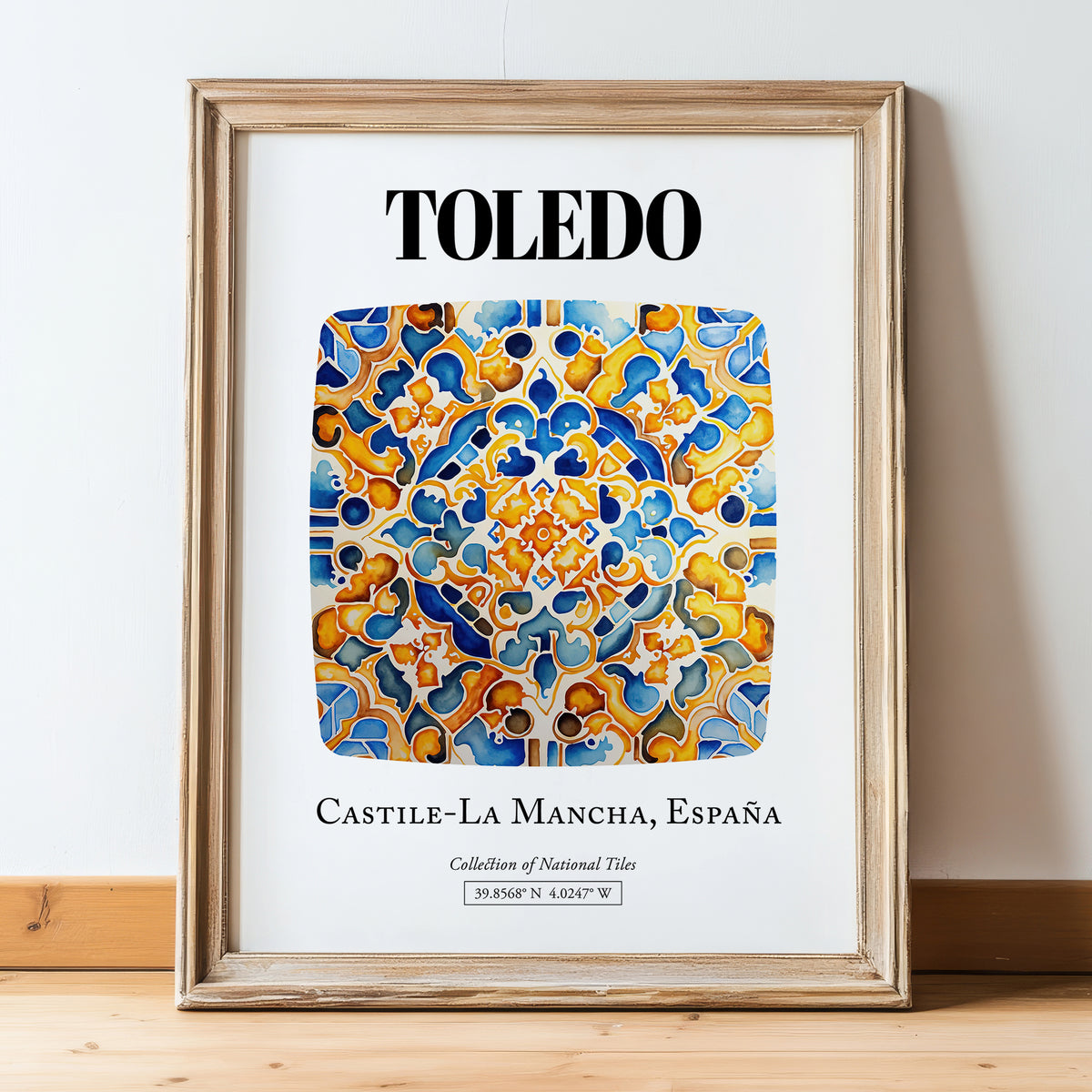 Toledo, Spain – Travel Memories Wall Print, in wooden frame leaning on the floor