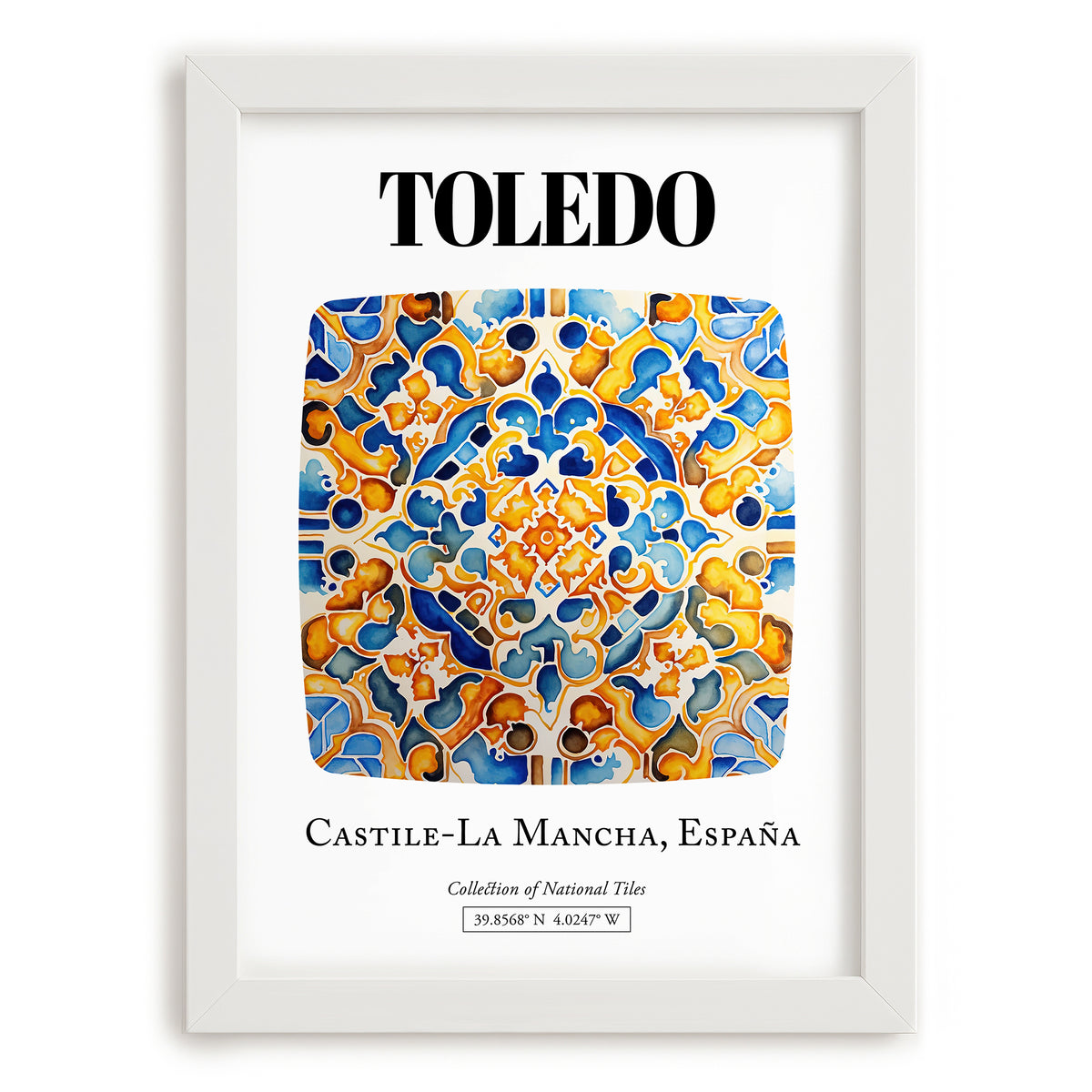 Toledo, Spain – Travel Memories Wall Print, placed in minimal white frame