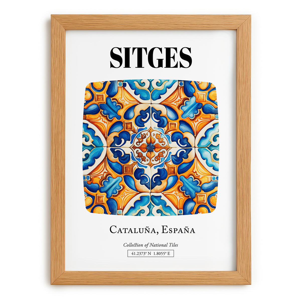 Sitges, Spain – Travel Print, set in oak frame