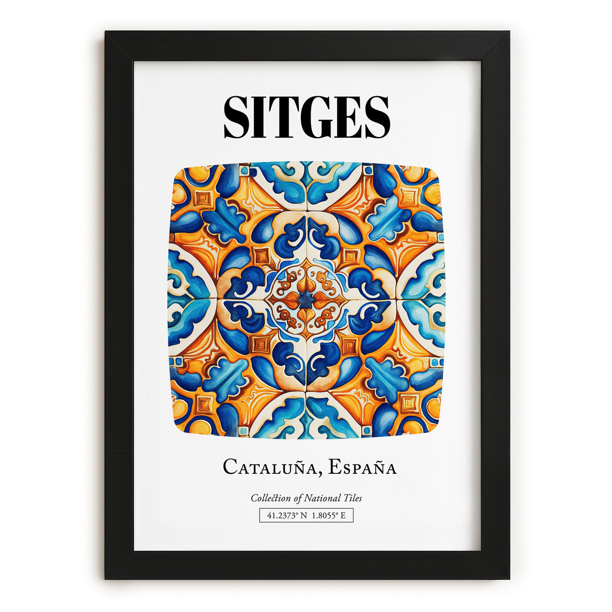 Sitges, Spain – Travel Print, in sleek black frame