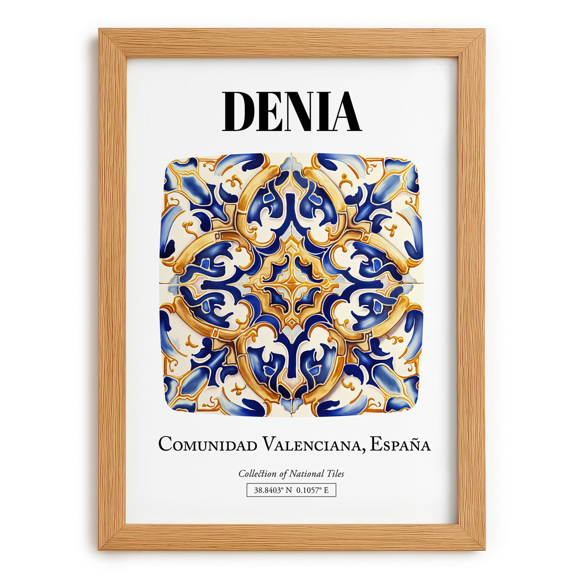 Denia, Spain – Travel Poster, set in oak frame