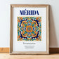 Mérida, Spain – Travel Poster, in wooden frame leaning on the floor