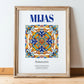 Mijas, Spain – Travel Poster, in wooden frame leaning on the floor