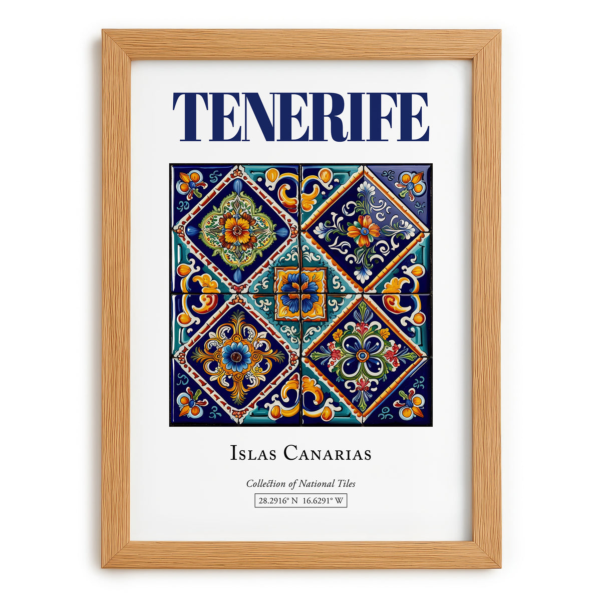 Tenerife, Spain – Travel Print, set in oak frame