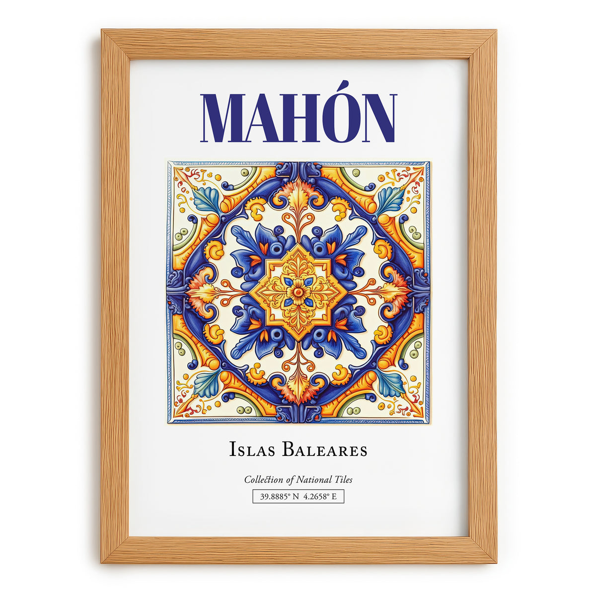 Mahón (Maó), Spain – Cityscape Wall Art, set in oak frame