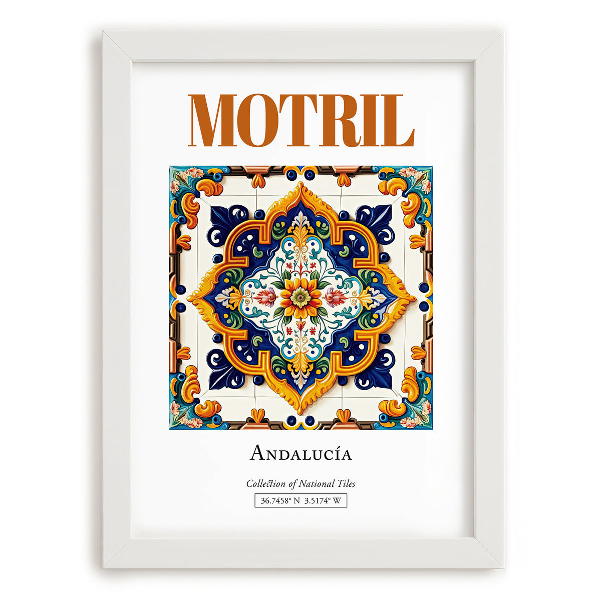 Motril, Spain – Travel Wall Art, placed in minimal white frame