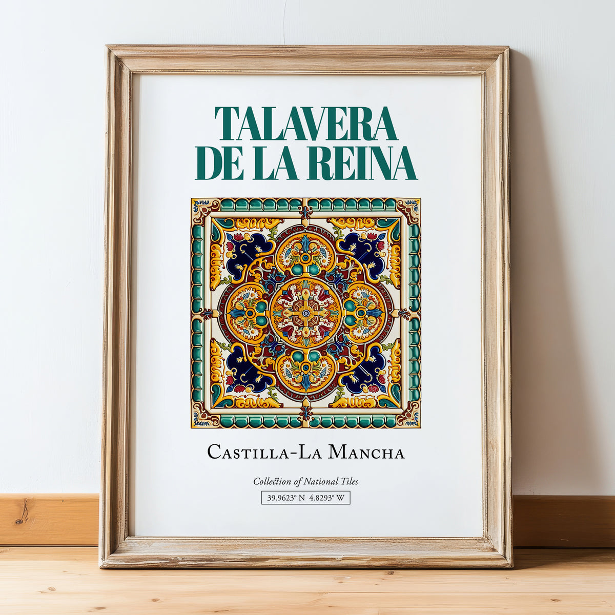 Talavera de la Reina, Spain – Historic Cities Art Print, in wooden frame leaning on the floor