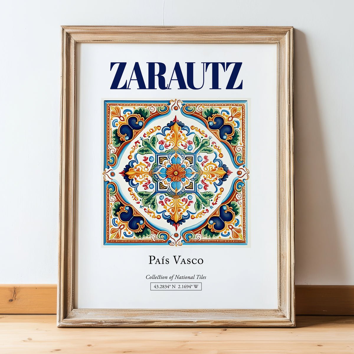 Zarautz, Spain – Dream Destination Decor, in wooden frame leaning on the floor