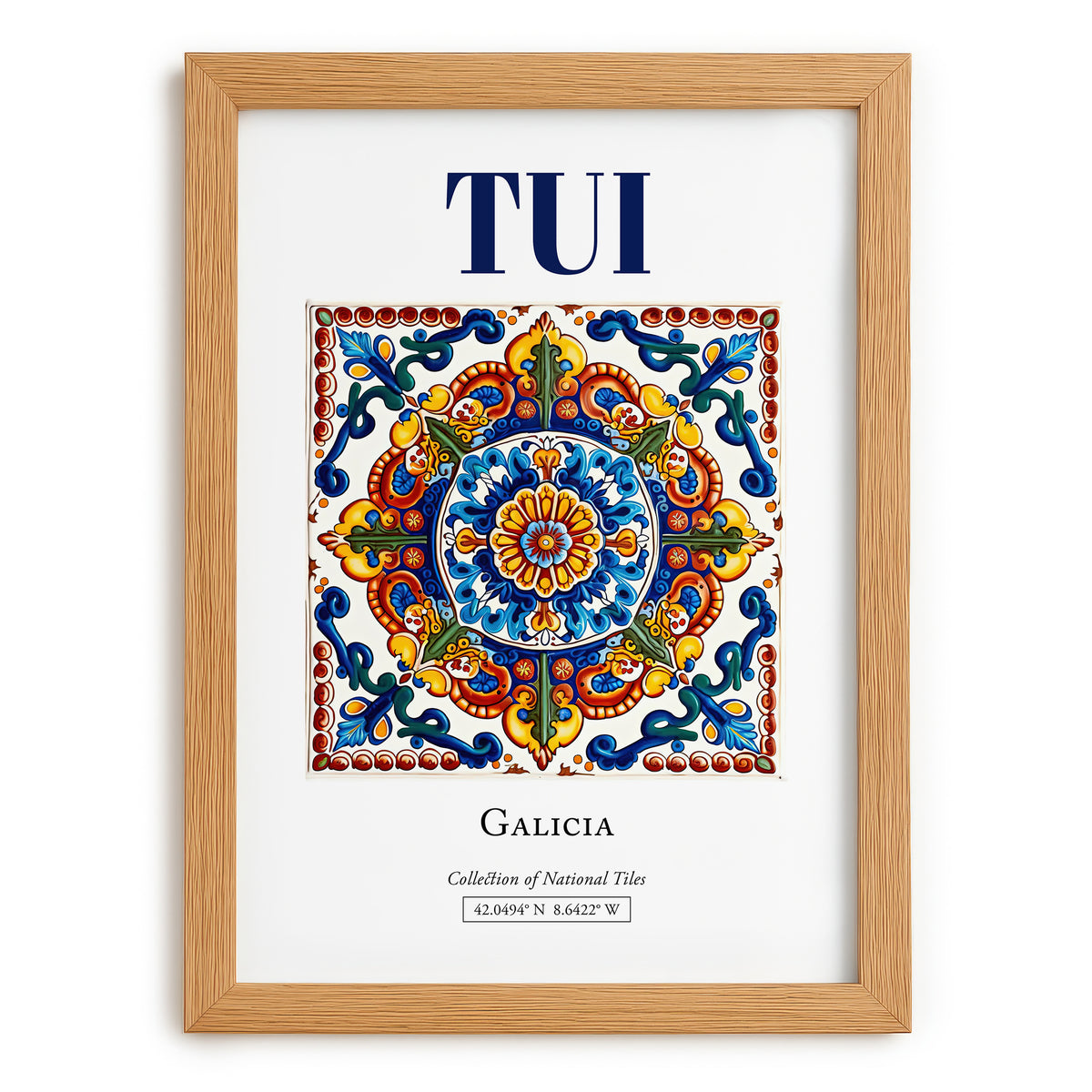 Tui, Spain – Historic Cities Art Print, set in oak frame