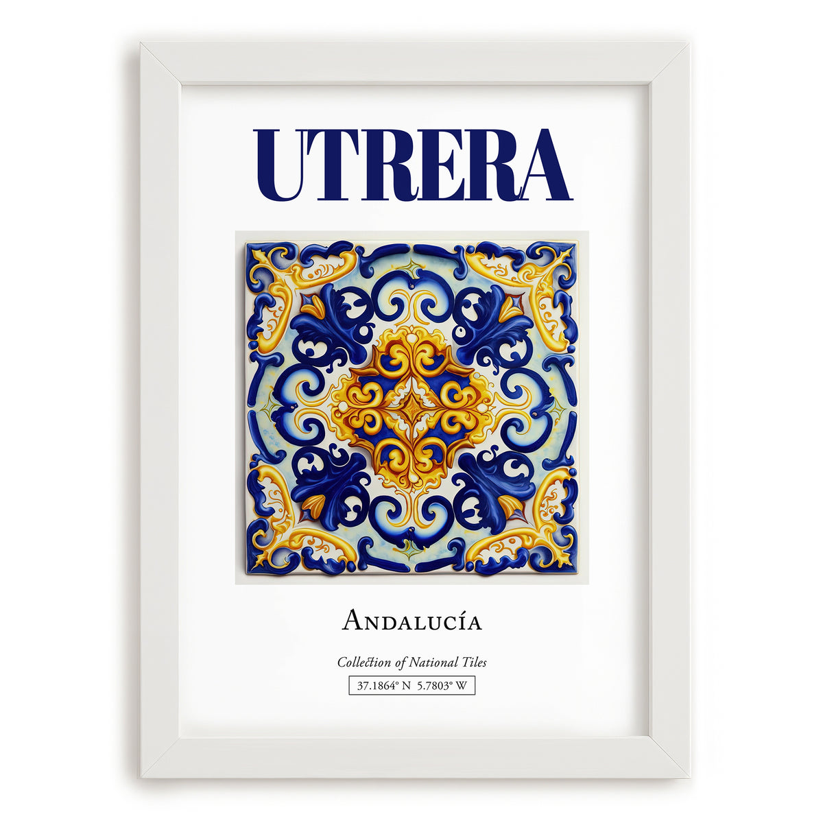 Utrera, Spain – Architectural Travel Art, placed in minimal white frame