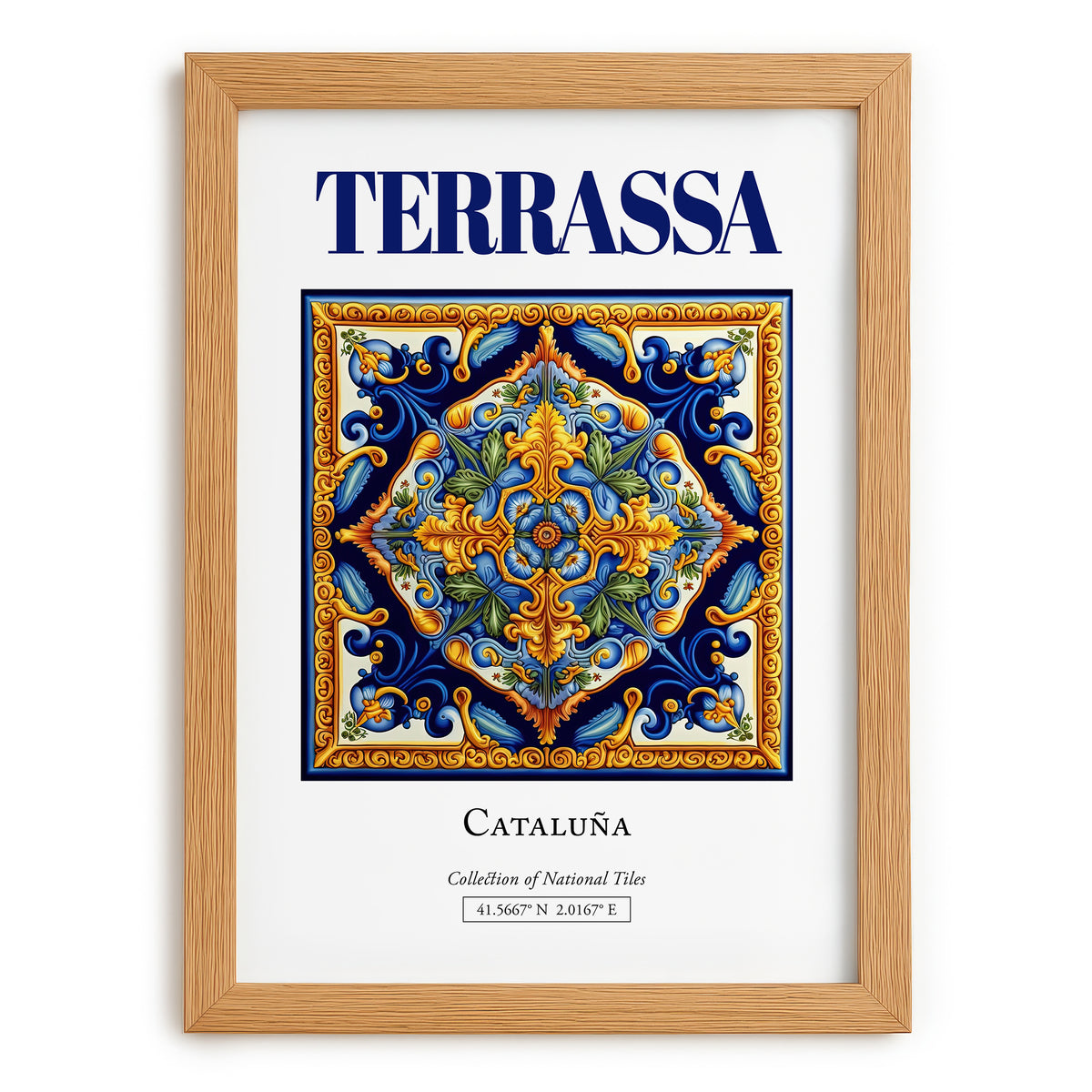 Terrassa, Spain – Wanderlust-Inspired Poster, set in oak frame