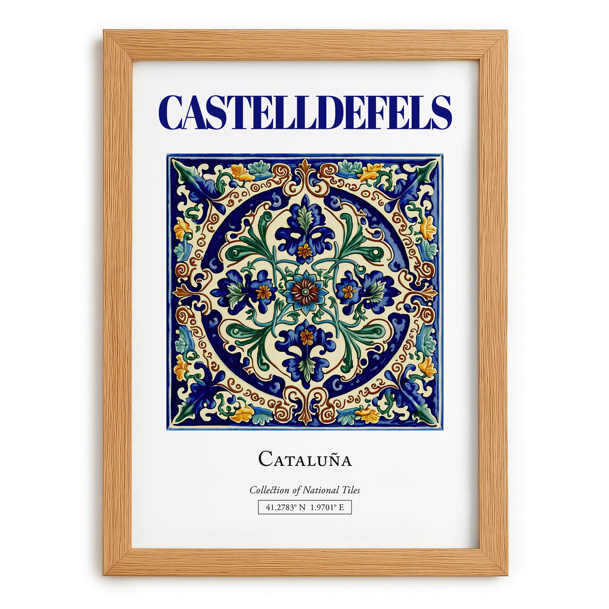 Castelldefels, Spain – Travel Print, set in oak frame