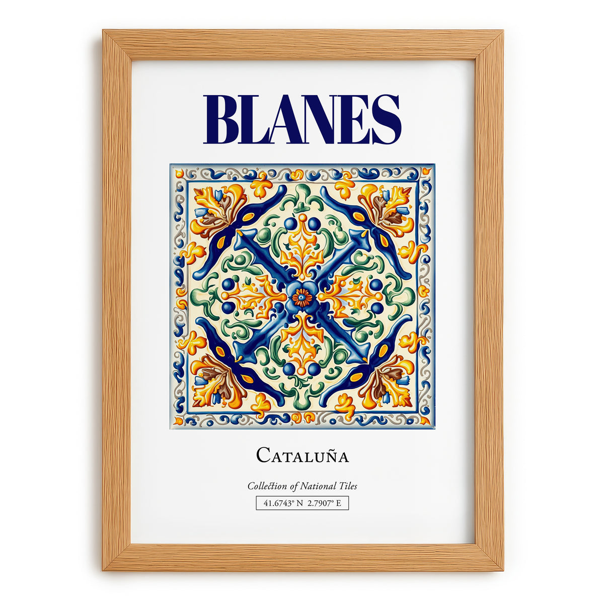 Blanes, Spain – Travel Print, set in oak frame