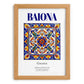 Baiona, Spain – Retro Travel Poster, set in oak frame