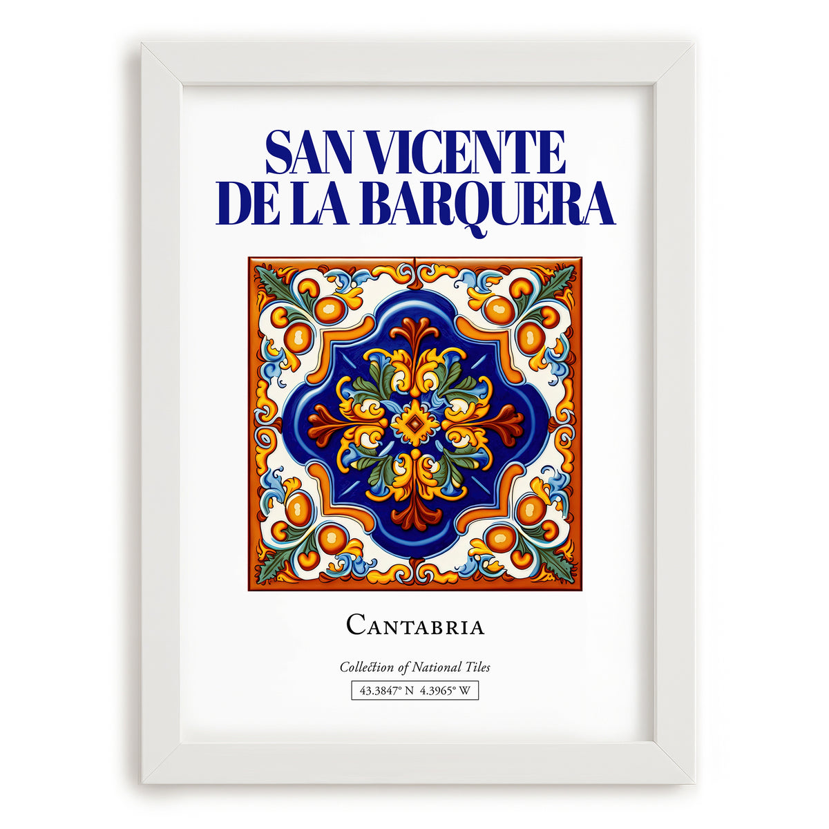 San Vicente de la Barquera, Spain – Travel Print, placed in minimal white frame