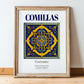 Comillas, Spain – Tourist Destination Poster, in wooden frame leaning on the floor