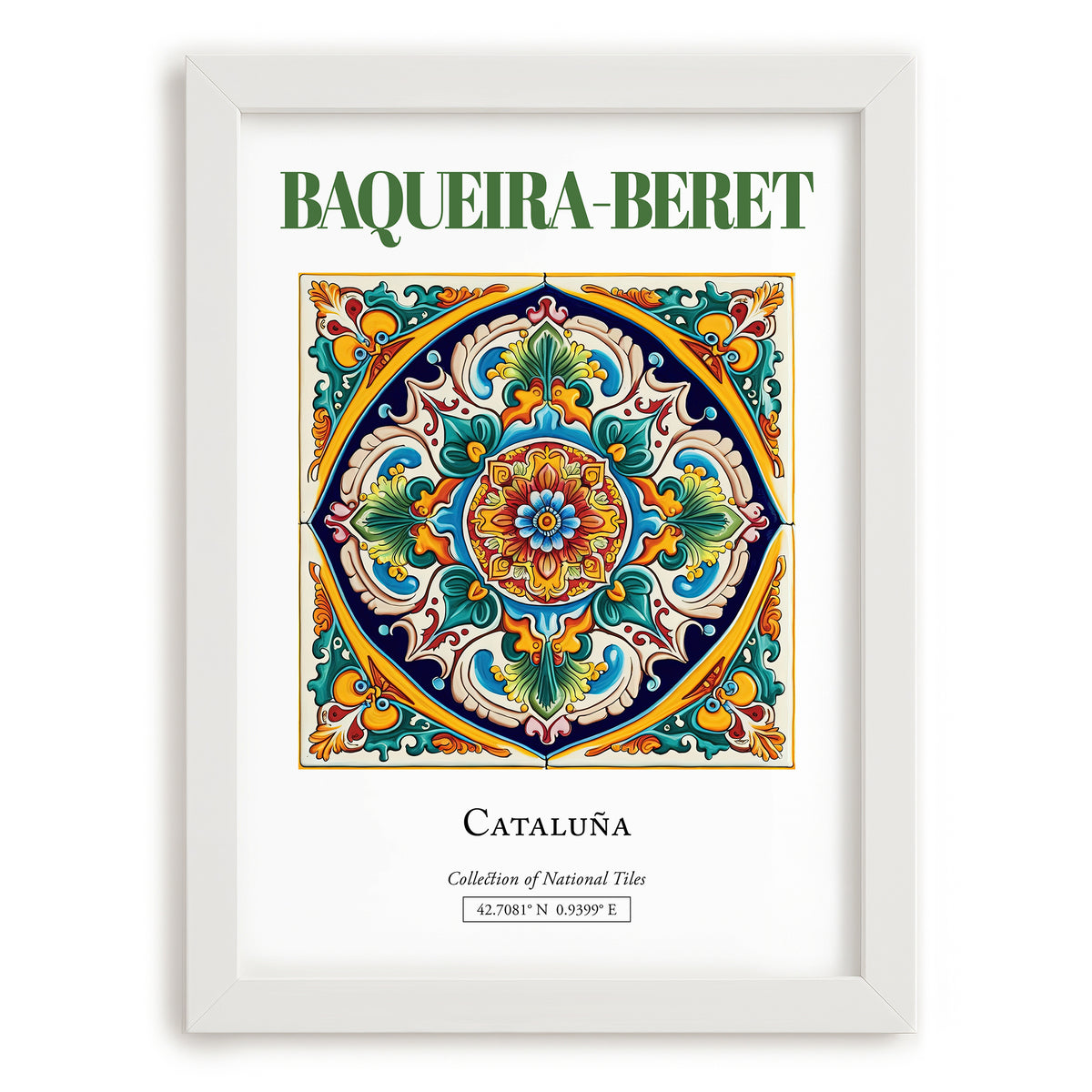 Baqueira-Beret, Spain – Travel Wall Decor, placed in minimal white frame