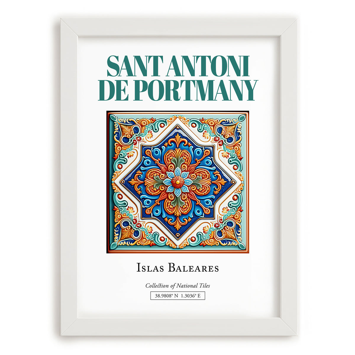 Sant Antoni de Portmany, Spain – Travel Poster, placed in minimal white frame