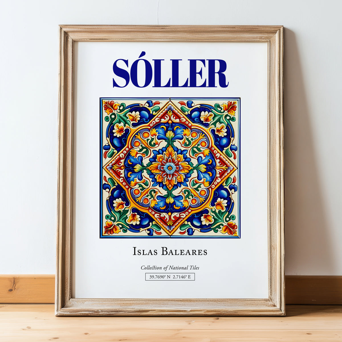 Sóller, Spain – Travel Print, in wooden frame leaning on the floor