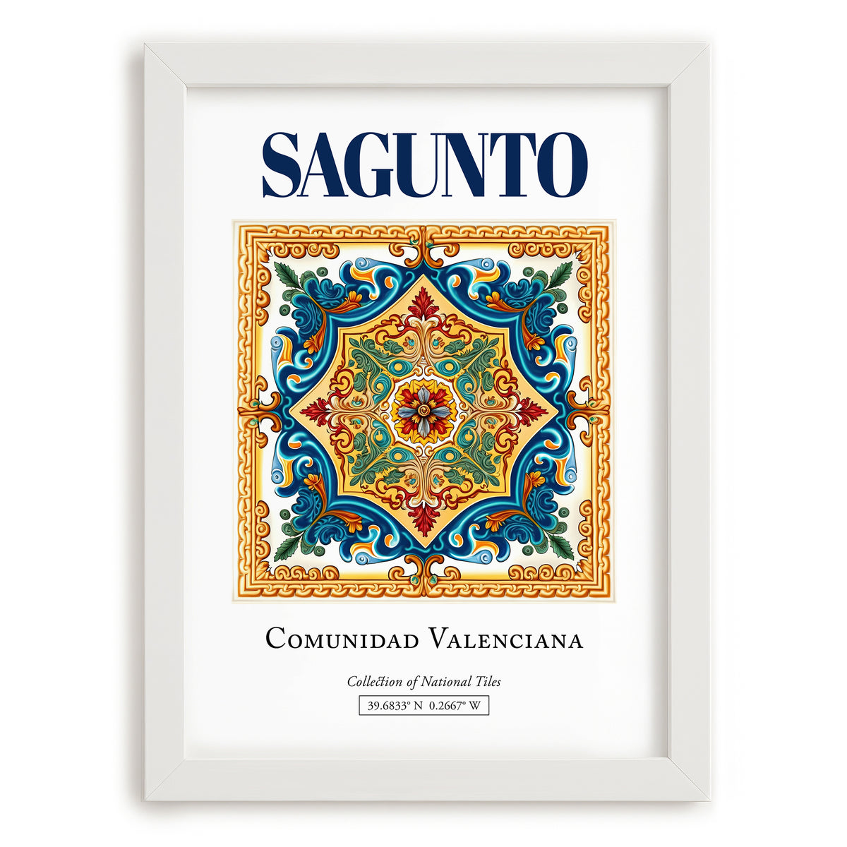 Sagunto, Spain – Travel Print, placed in minimal white frame