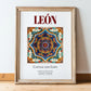 León, Spain – Travel Print, in wooden frame leaning on the floor