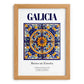 Galicia, Spain – Retro Travel Poster, set in oak frame