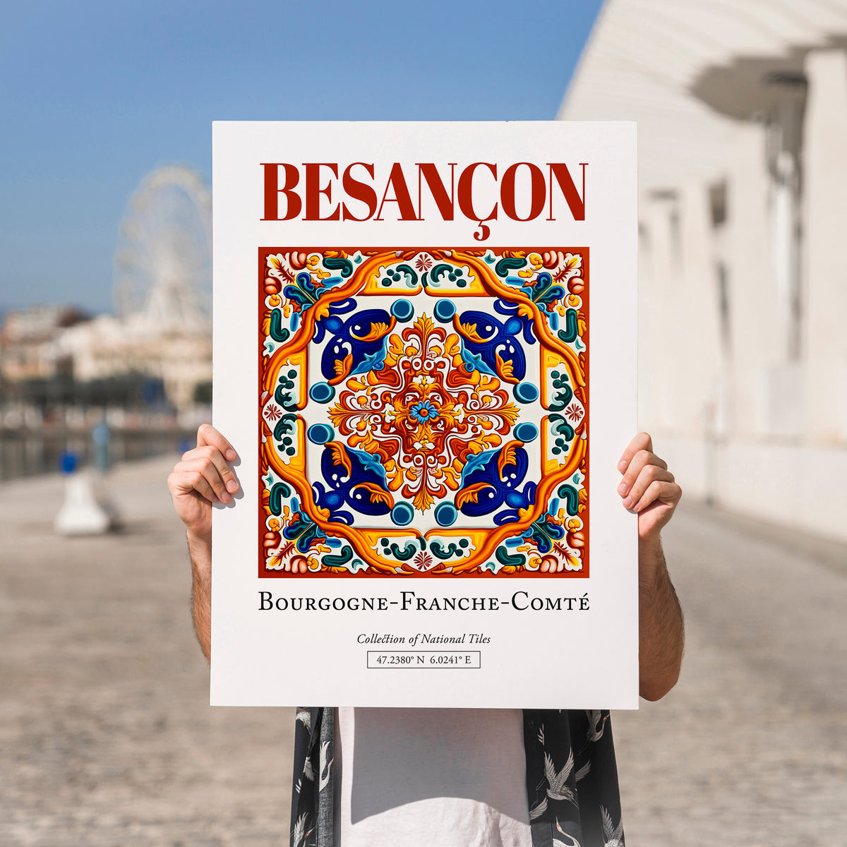 Besançon, France – World Heritage Travel Poster, no-text version framed in wood