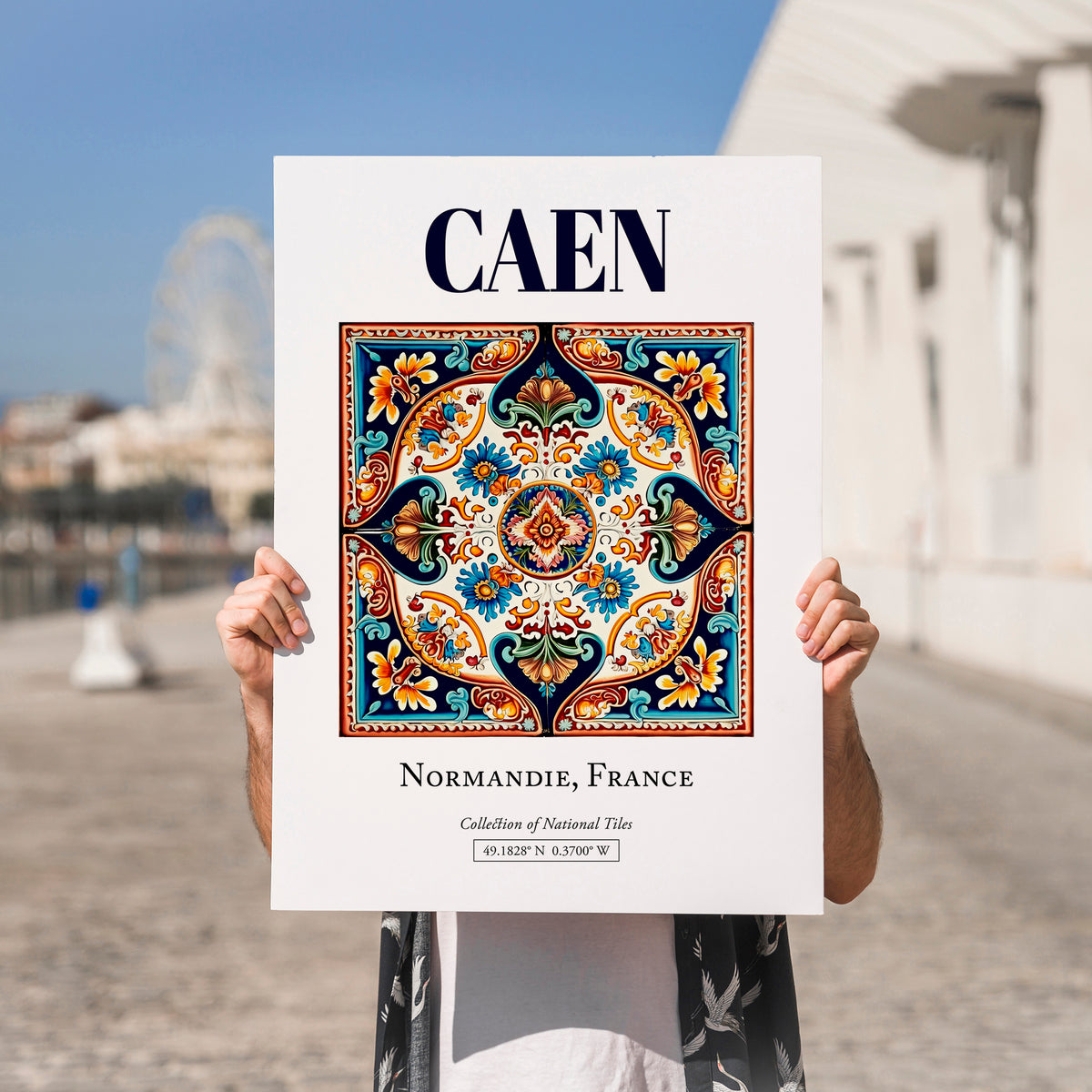 Caen, France – Travel Print, no-text version framed in wood