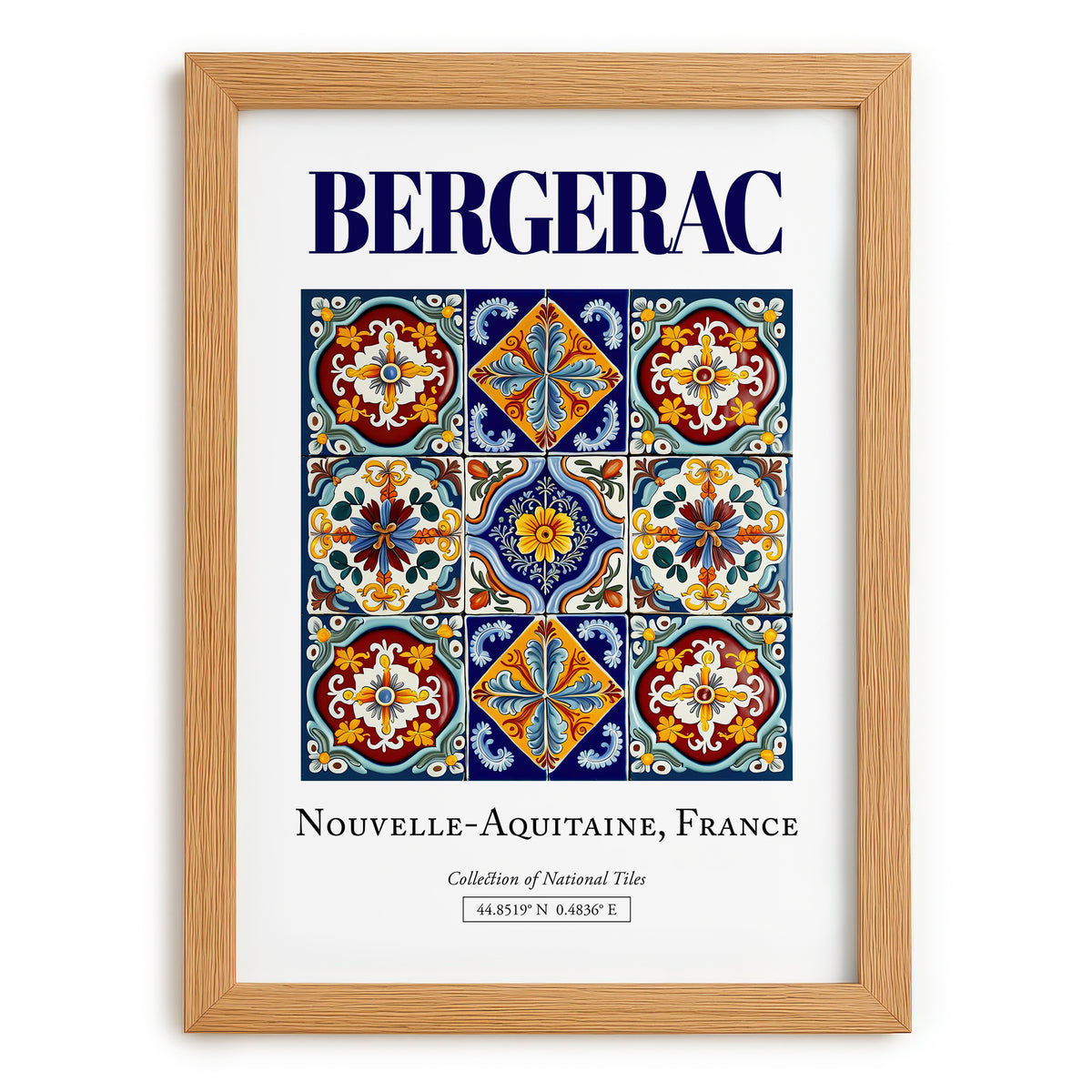 Bergerac, France – Travel Poster, set in oak frame